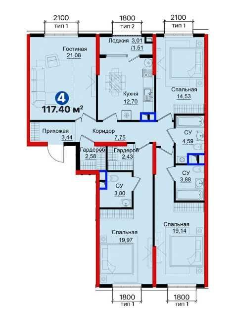 4-room apartment, 116.27 m², Tashkent, Yashnabad District, for sale