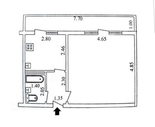 1-room apartment, 42 m²