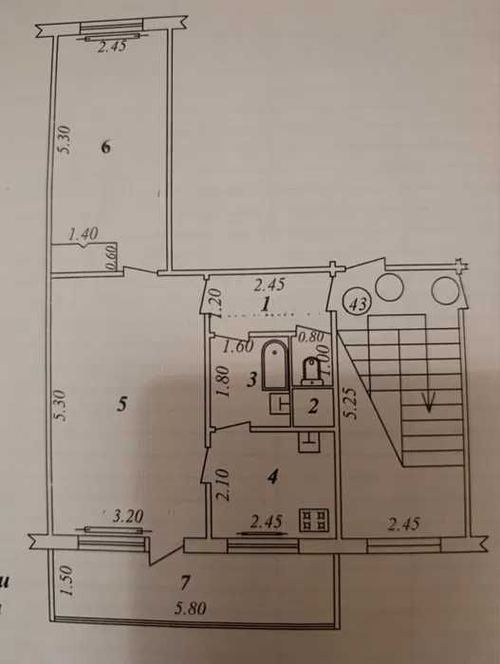 2-room apartment, 52 m²
