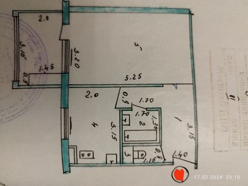 1-room apartment, 34 m²