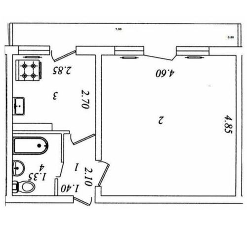 1-room apartment, 42 m²