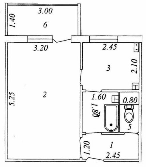 1-room apartment, 34 m²