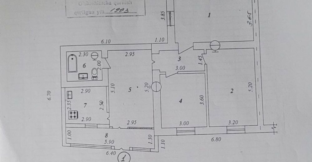 2-комнатный дом, 100 м², Ташкент, Яшнабадский район, на продажу