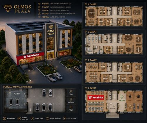 Noturar joy yuqori qavatlari sotiladi OLMOS PLAZA Takliflar bo’lsa kel