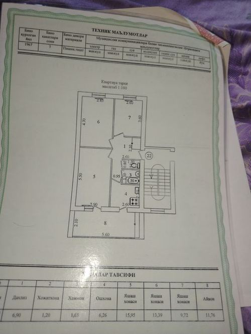 3-xonali kvartira, 70 m²