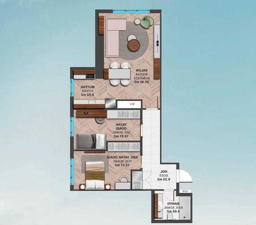 3-room apartment, 71.4 m²