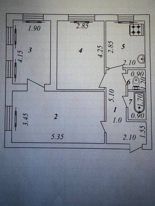 3-room apartment, 54 m²