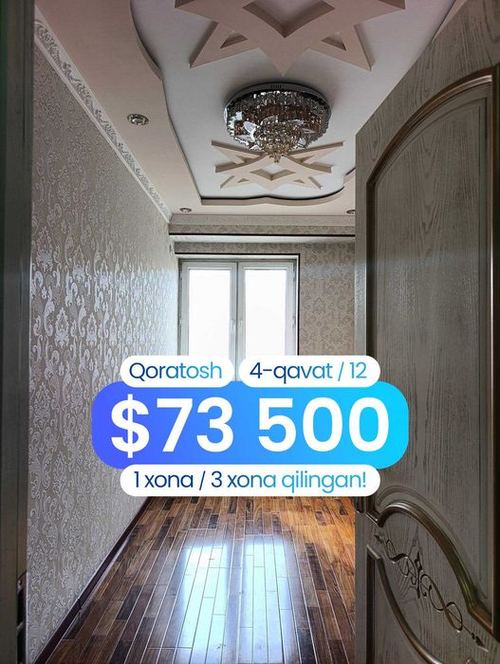 Qoratosh 3 xonali kvartira sotiladi, 4-qavat /12, $73 500