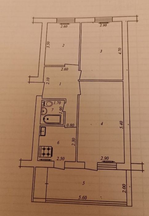 3-room apartment, 70 m²