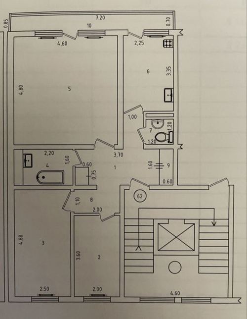 3-room apartment, 72 m²