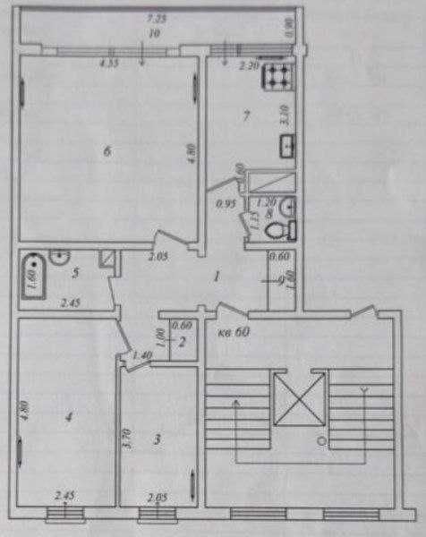 3-xonali kvartira, 70 m²