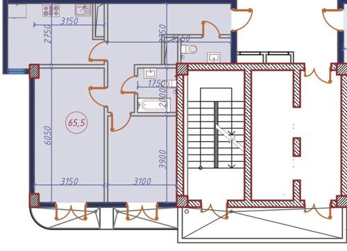 2-xonali kvartira, 65.32 m²