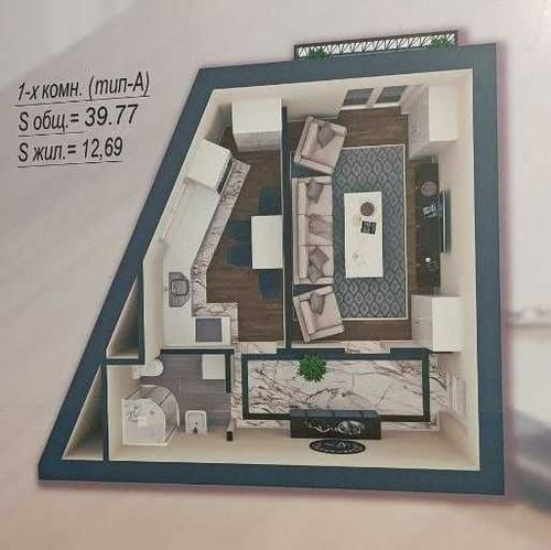 2-xonali kvartira, 38 m²