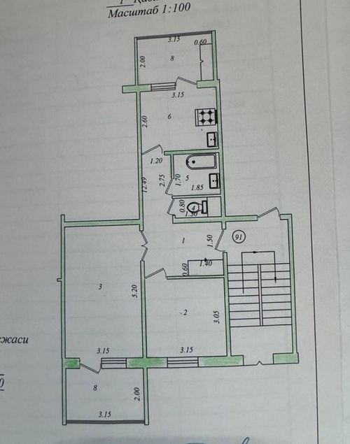 2-xonali kvartira, 60 m²