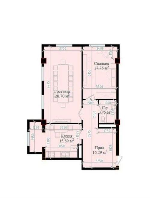 3-room apartment, 82 m²