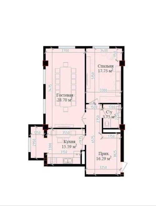 3-room apartment, 82 m²