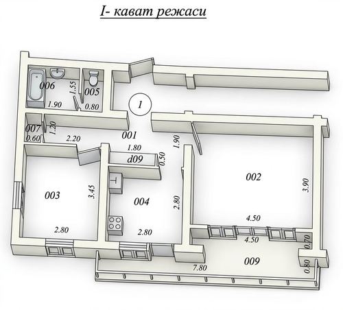 2-room apartment, 58 m²