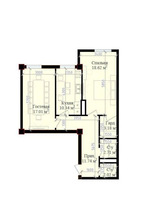 3-room apartment, 65.61 m², Tashkent, Yakkasaray District, for sale