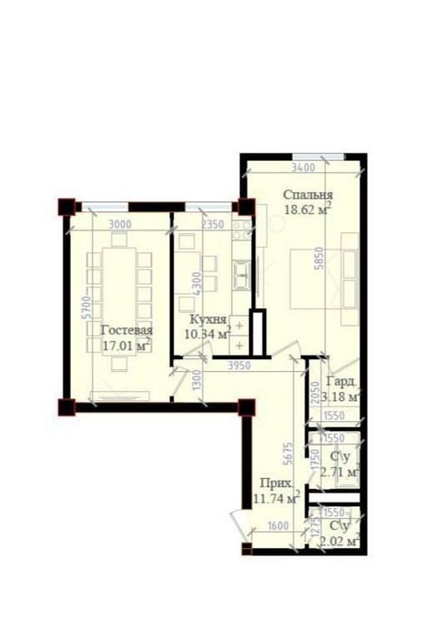 3-room apartment, 65 m², Tashkent, Yakkasaray District, for sale