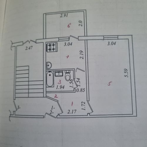 1-room apartment, 39 m²
