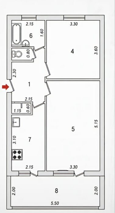 2-room apartment, 58 m², Chirchik, for sale