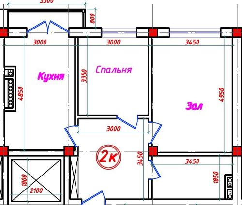 2-xonali kvartira, 64 m²
