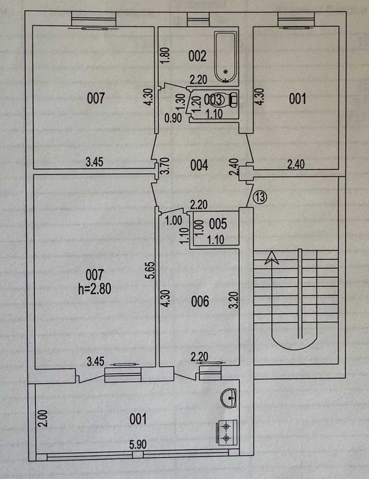4-xonali kvartira, 77 m², Эшангузар, sotuvga