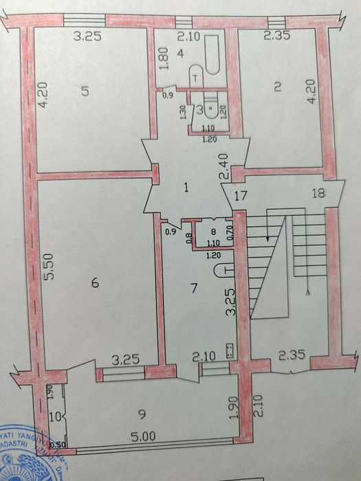 3-xonali kvartira, 71.7 m², Янгиюль, sotuvga