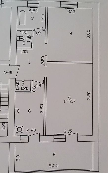 2-xonali kvartira, 54 m²