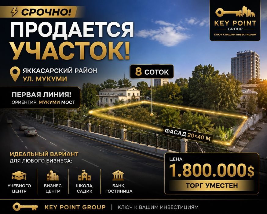 СРОЧНО! ПЕРВАЯ ЛИНИЯ! Улица Мукими- 8 соток!