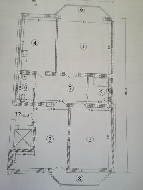 3-комнатная квартира, 124 м²