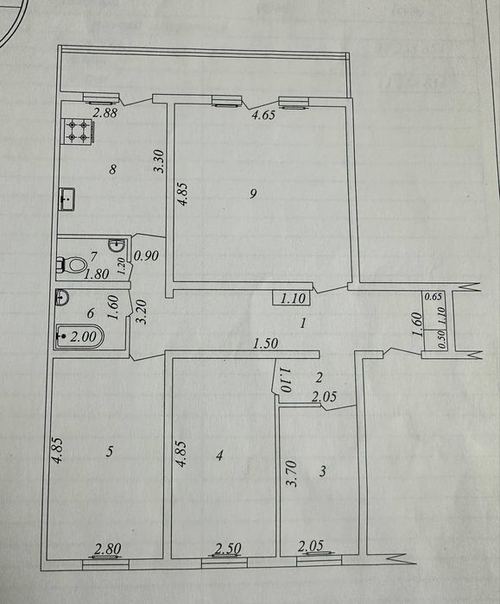 4-xonali kvartira, 95 m²