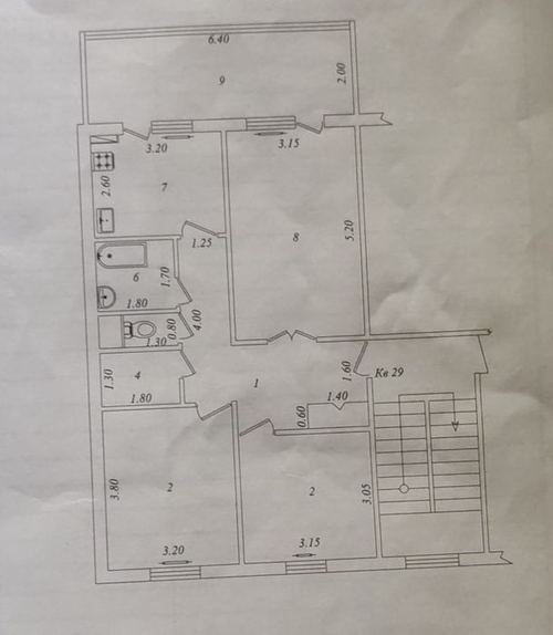 3-xonali kvartira, 77.31 m²