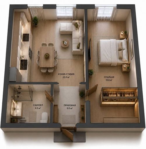 2-комнатная квартира, 50 м²