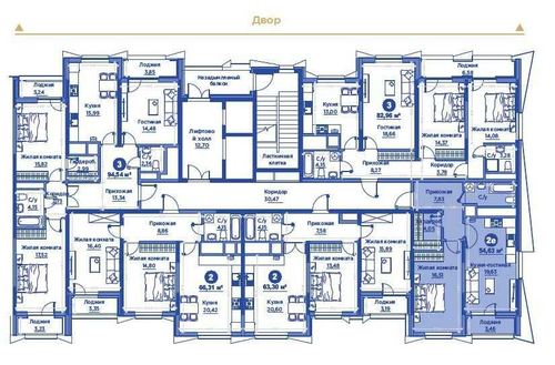 2-комнатная квартира, 54.7 м²