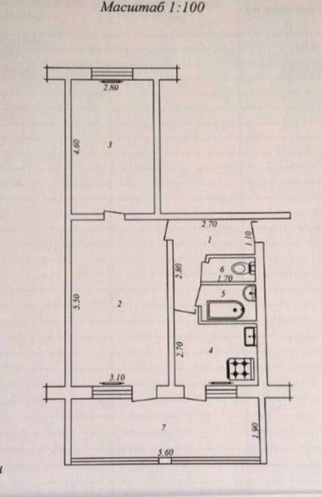 2-комнатная квартира, 56 м²