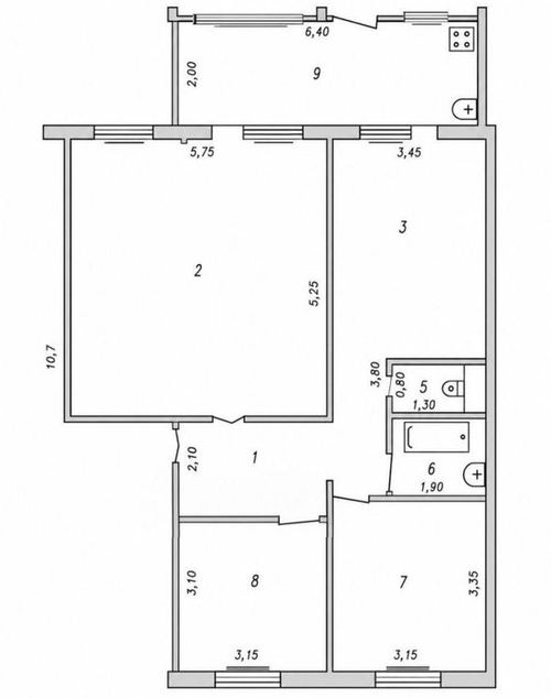 4-комнатная квартира, 94 м²