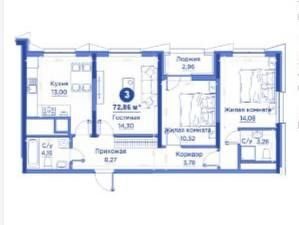 3-xonali kvartira, 73 m², Toshkent, Mirzo Ulug‘bek tumani, sotuvga
