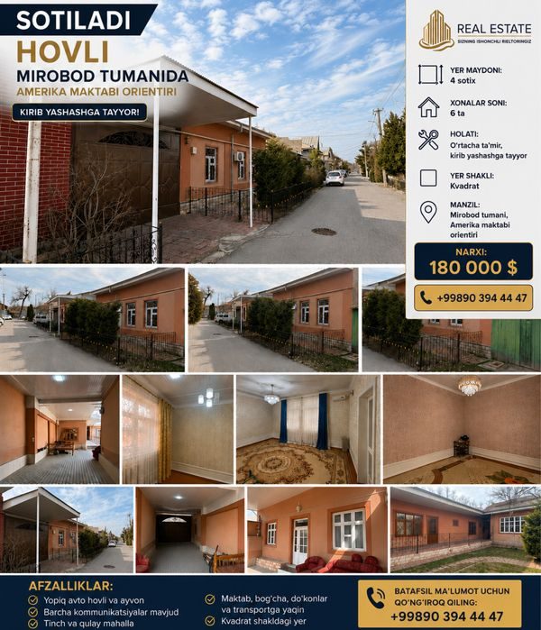 6-xonali uy, 400 m², Toshkent, Mirzo Ulug‘bek tumani, sotuvga