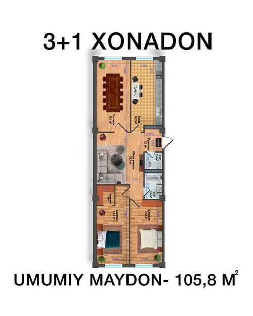 4-room apartment, 105.8 m²