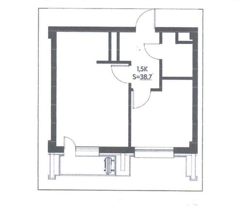 1-комнатная квартира, 38.7 м²