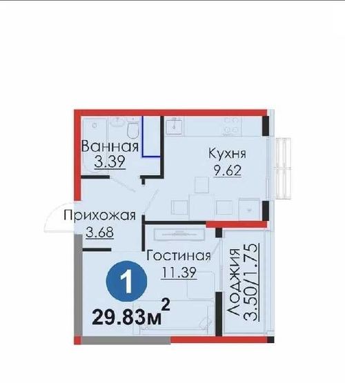 1-комнатная квартира, 30 м²