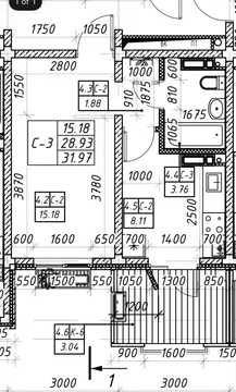 1-комнатная квартира, 32 м²