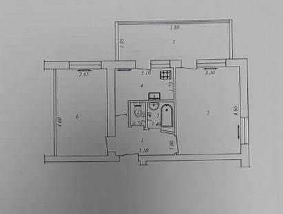 2-xonali kvartira, 52 m²