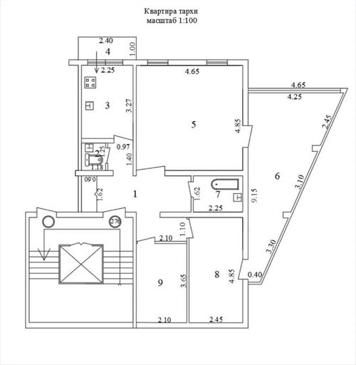 3-xonali kvartira, 92 m²