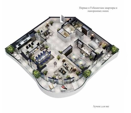 5-xonali kvartira, 192 m²