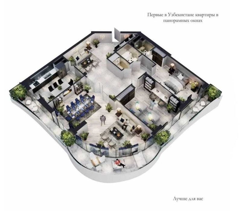 5-xonali kvartira, 192 m², Toshkent, Yunusobod tumani, sotuvga