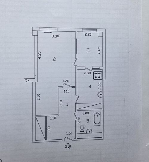 1-xonali kvartira, 48.2 m²