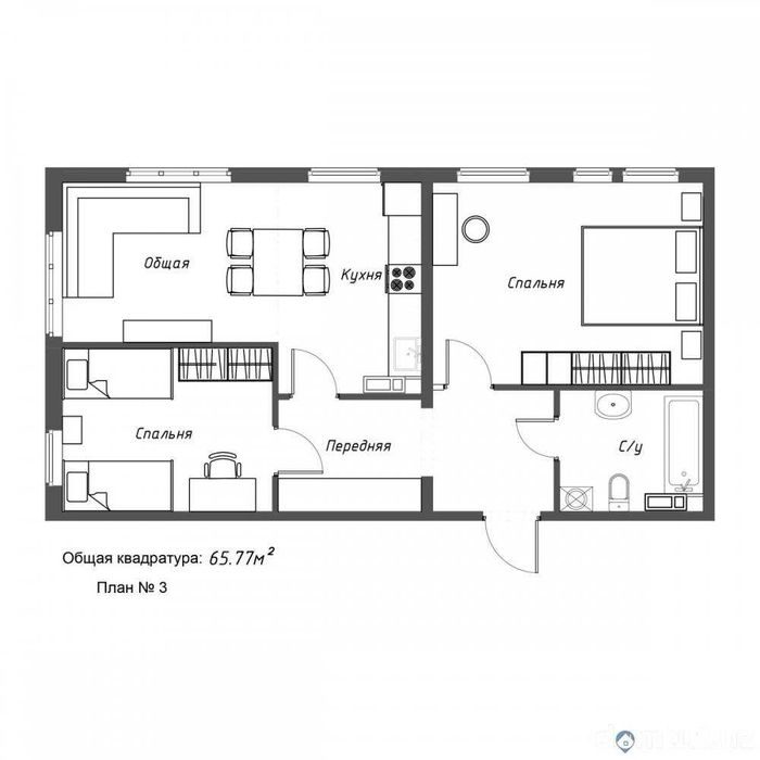 3-xonali kvartira, 66 m², Toshkent, Yashnobod tumani, sotuvga