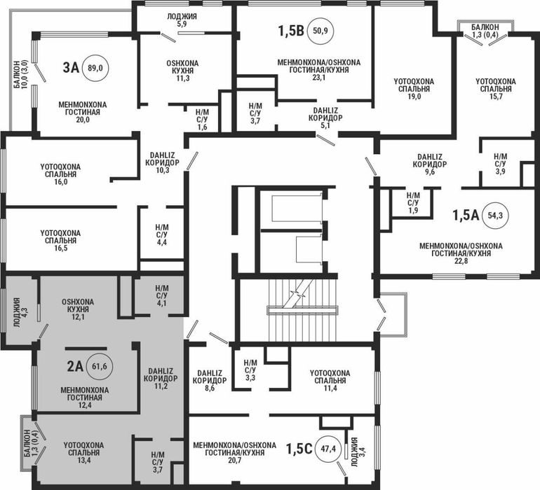 2-xonali kvartira, 61.61 m², Toshkent, Shayxontohur tumani, sotuvga
